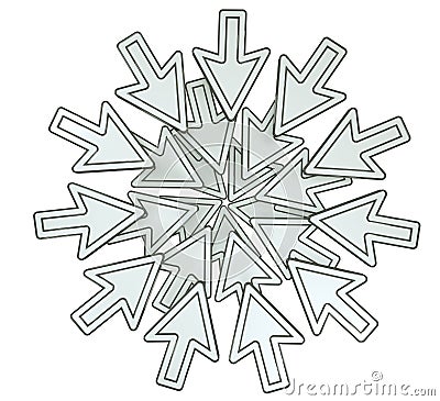 Abstract, isolated circle of computer cursors Stock Photo