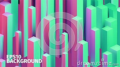 Abstract isometric boxes 3d background. Vector cubes pattern. Contrast illustration Cartoon Illustration