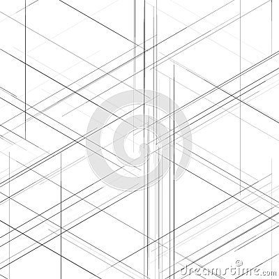 Abstract isometric computer generated 3D blueprint Vector Illustration