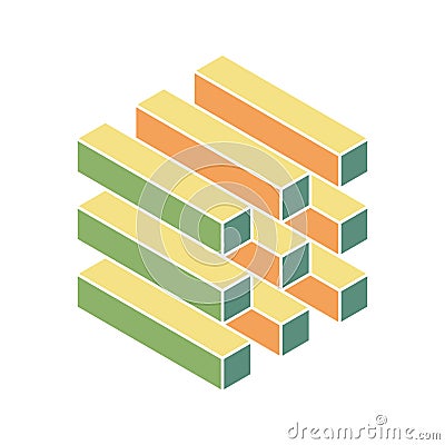Abstract isometric design featuring pastelcolored blocks, creating a dynamic and visually engaging composition. Perfect for Vector Illustration