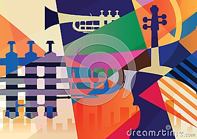 Abstract Jazz poster, music background Vector Illustration