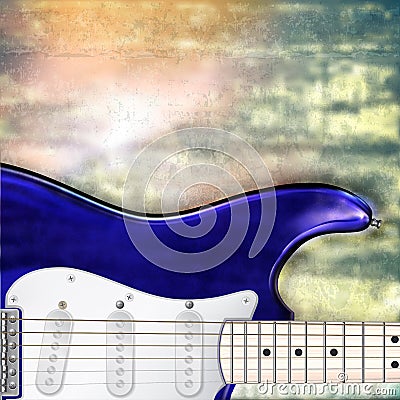 Abstract jazz rock background with electric guitar Vector Illustration