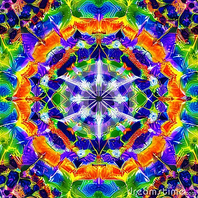 1464 Abstract Kaleidoscope Art: A dynamic and mesmerizing background featuring abstract kaleidoscope art with intricate patterns Stock Photo
