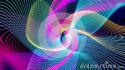 Abstract kaleidoscope graphics.Sci-fi background with colorful glowing line Stock Photo