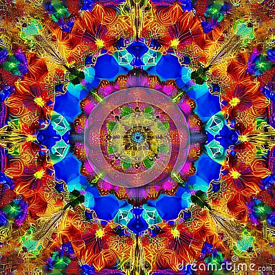 1023 Abstract Kaleidoscope: A mesmerizing and abstract background featuring abstract kaleidoscope patterns in intricate and colo Stock Photo