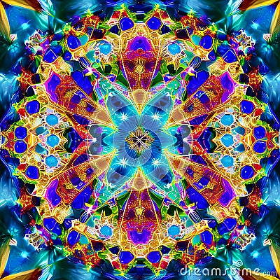 1023 Abstract Kaleidoscope: A mesmerizing and abstract background featuring abstract kaleidoscope patterns in intricate and colo Stock Photo