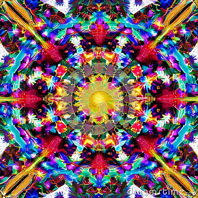 1023 Abstract Kaleidoscope: A mesmerizing and abstract background featuring abstract kaleidoscope patterns in intricate and colo Stock Photo