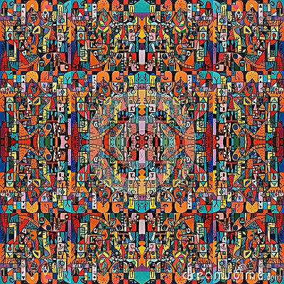 Abstract Keith Haring symmetrical wallpaper Stock Photo