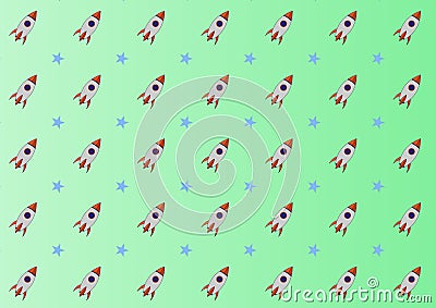 Abstract kid science pattern science pattern with spacecraft and star design vector background Vector Illustration