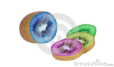 Abstract kiwi fruit in colors, genetic modified Stock Photo