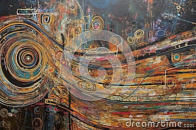 Abstract klimt style colorful graphics modernism Generative AI Stock Photo