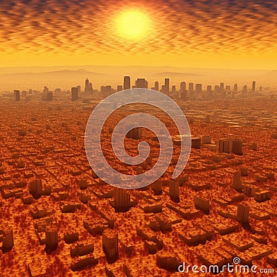 Abstract of La Nina heat wave effect. Generative AI Stock Photo