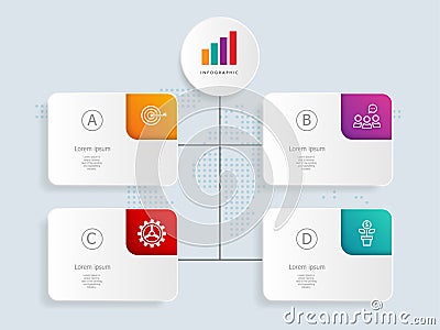 Abstract label infographics presentation element template with business icons Vector Illustration