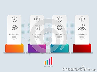 Abstract label infographics presentation element template with business icons Vector Illustration