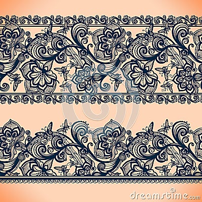 Abstract Lace Ribbon banners.Template frame design for card. Vector Illustration