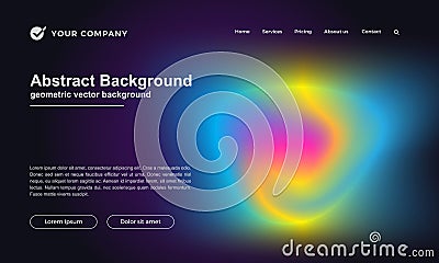 Abstract Landing page template with colorful gradient. Text can be replaced Vector Illustration