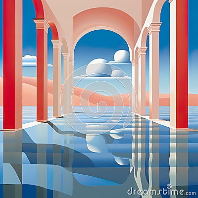 abstract landscape, architectural details, and intricate elements from nature into an optical illusion concept Stock Photo