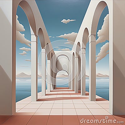 abstract landscape, architectural details, and intricate elements from nature into an optical illusion concept Stock Photo