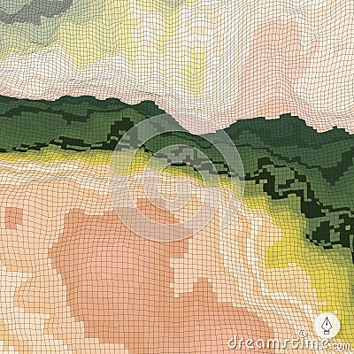 Abstract landscape background. Mosaic. 3d Vector Illustration