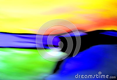 Abstract Landscape / Beach, Hills, Sky + Ocean Stock Photo