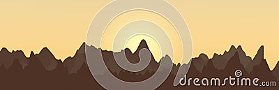 Abstract landscape design with mountains and rising sun Vector image Vector Illustration