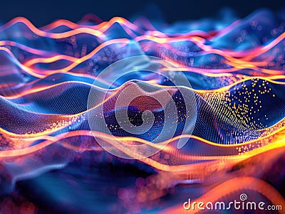 Abstract landscape of digital data flowing lines and shapes representing the endless stream of information on the internet Stock Photo
