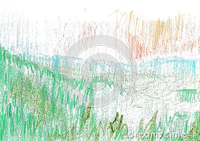 Abstract landscape, grass and sky, handdrawn pencil Stock Photo