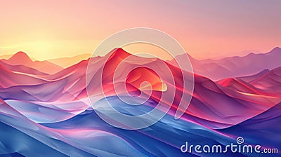 Abstract landscape of seamless gradients, featuring non-existent geometric shapes morphing into each other, showcasing a Stock Photo