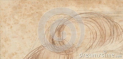 Abstract landscape type, spray watercolor and sepia pencil. Imitation of old parchment. Old paper. For background Stock Photo