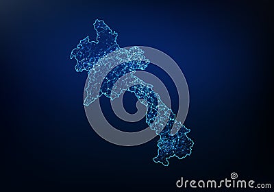 Abstract of laos map network, internet and global connection concept, Wire Frame 3D mesh polygonal network line, design sphere, Vector Illustration