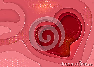 Abstract Layered Background with Heart Vector Illustration