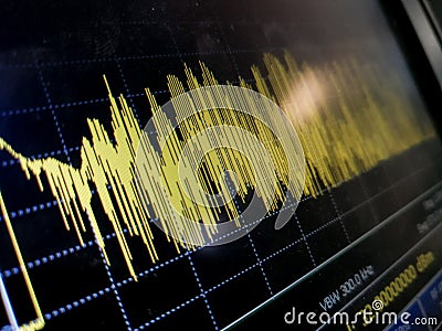 Abstract LCD fragment of spectrum analyzer measurement results Stock Photo