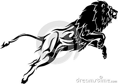 Abstract Leaping Lion with Flame Trail Body Vector Illustration