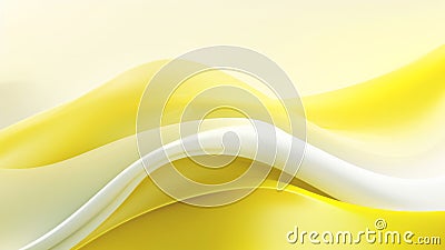 Abstract lemon yellow waves design with smooth curves and soft shadows on clean modern background Stock Photo