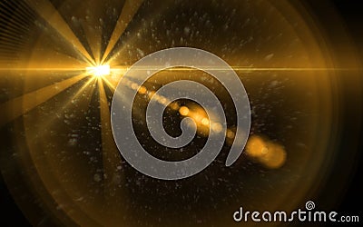 Abstract Lens Flare dusty with black background Stock Photo