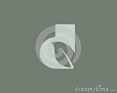 Abstract letter D with leaf vector logo modern minimal style illustration. Universal nature, fresh, vegan sign symbol Vector Illustration