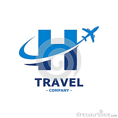 Abstract letter H plane and airline logo vector design. Vector Illustration