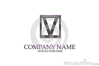 Abstract Letter Square V Logo Design Vector. Vector Illustration