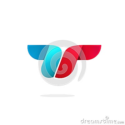 Abstract letter t logo template vector symbol, elegant beauty gradient style emblem, two letters r reflected design Vector Illustration
