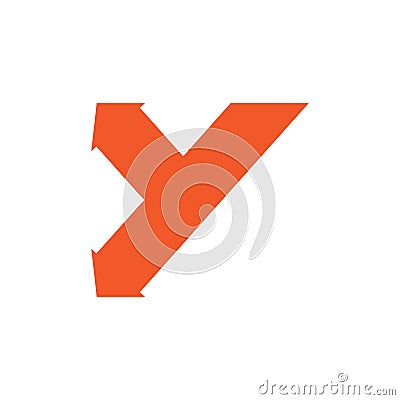 Abstract letter y simple geometric arrow path logo vector Stock Photo