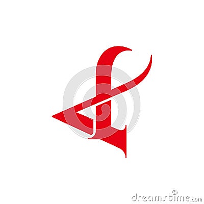 abstract letters da 3d linked red curve simple logo vector Vector Illustration