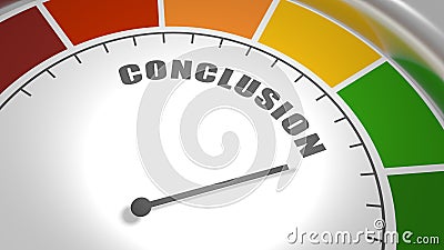 Conclusion measuring device with arrow and scale. Stock Photo