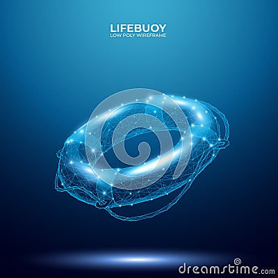 Abstract lifebuoy in technology blue on dark background. Vector Illustration