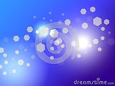 Abstract light background. Bokeh effect. Hexagons on blue gradient. Vector Vector Illustration