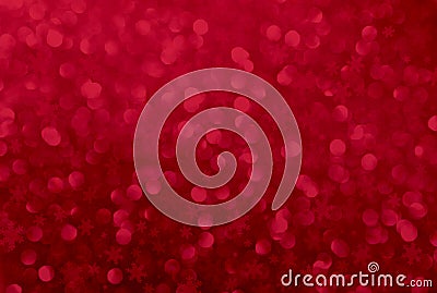 Abstract light bokeh with snow flake on red background Stock Photo