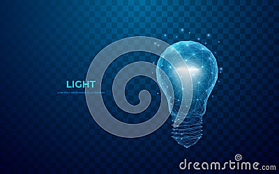 Abstract light bulb consisting of polygons, points, lines, and shapes Vector Illustration