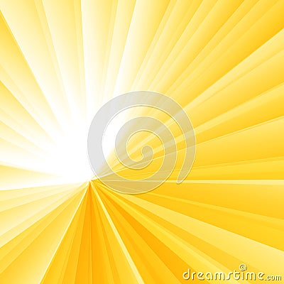 Abstract light burst yellow radial gradient background. Sunburst rays pattern Vector Illustration