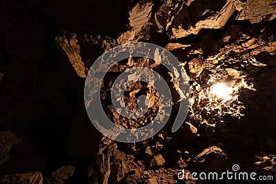 Abstract light in cave background Stock Photo