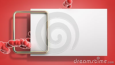 Abstract light color frame as background with soft fluide balls 3d render image on red Stock Photo