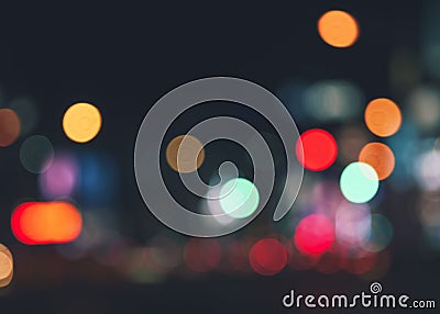 Abstract light Colourful city at Night Blur Black Background Stock Photo